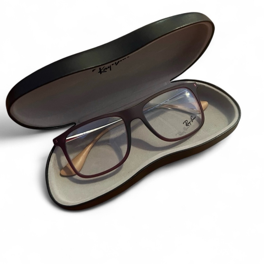Ray-Ban Plum Rectangular Eyeglass Frames w/ Case